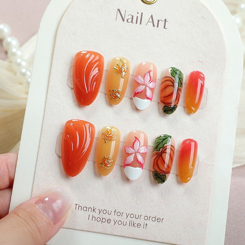 Artificial nail set with floral and autumn designs Kalsten