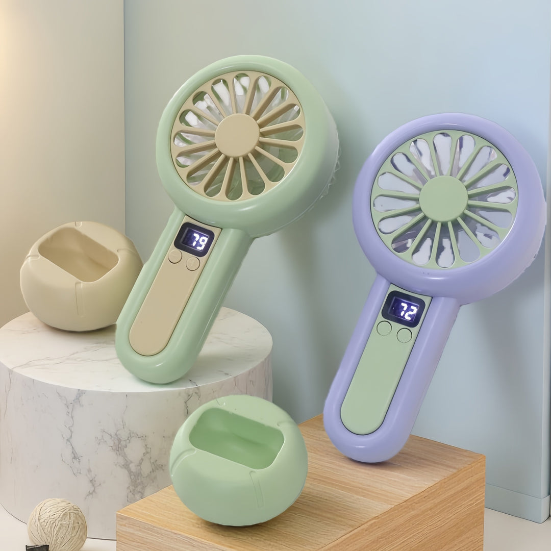 Ladies portable mini fan with LED display Kalsten
