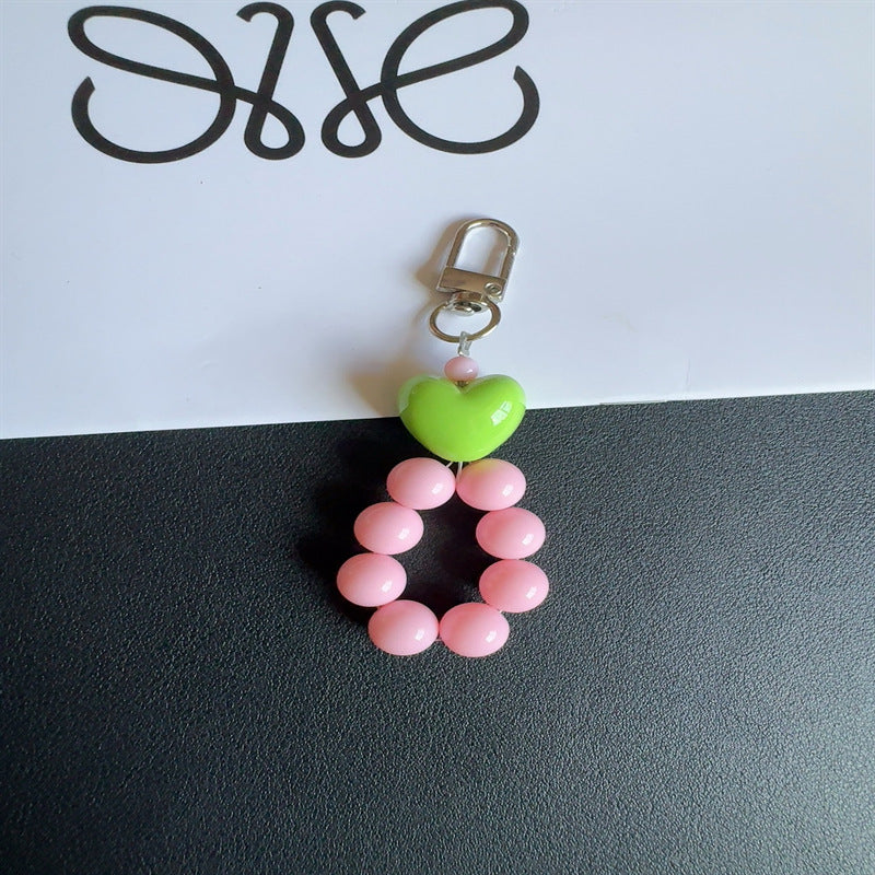 Charming Heart-Shaped Beaded Keychain Kalsten