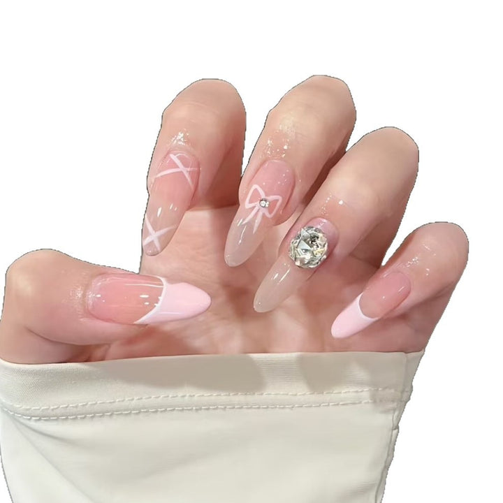 Artistic Press-On Nail Set with Floral and Heart Designs Kalsten