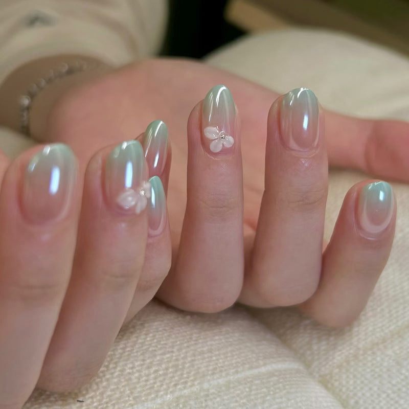 Elegant Floral Embellished Press-On Nails Kalsten