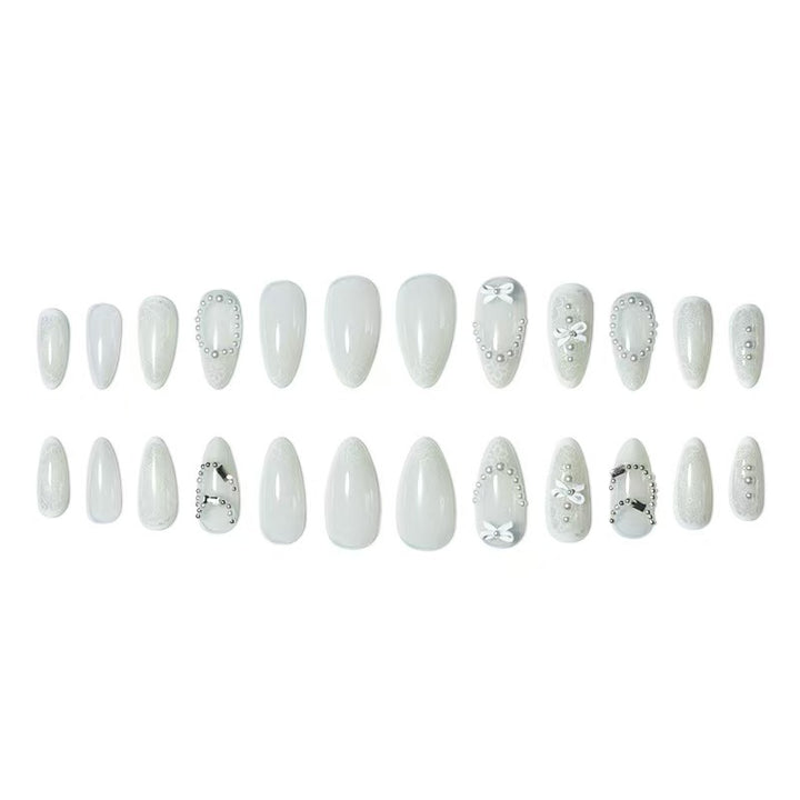 Elegant French Tip Lace Detail Press-On Nails Kalsten
