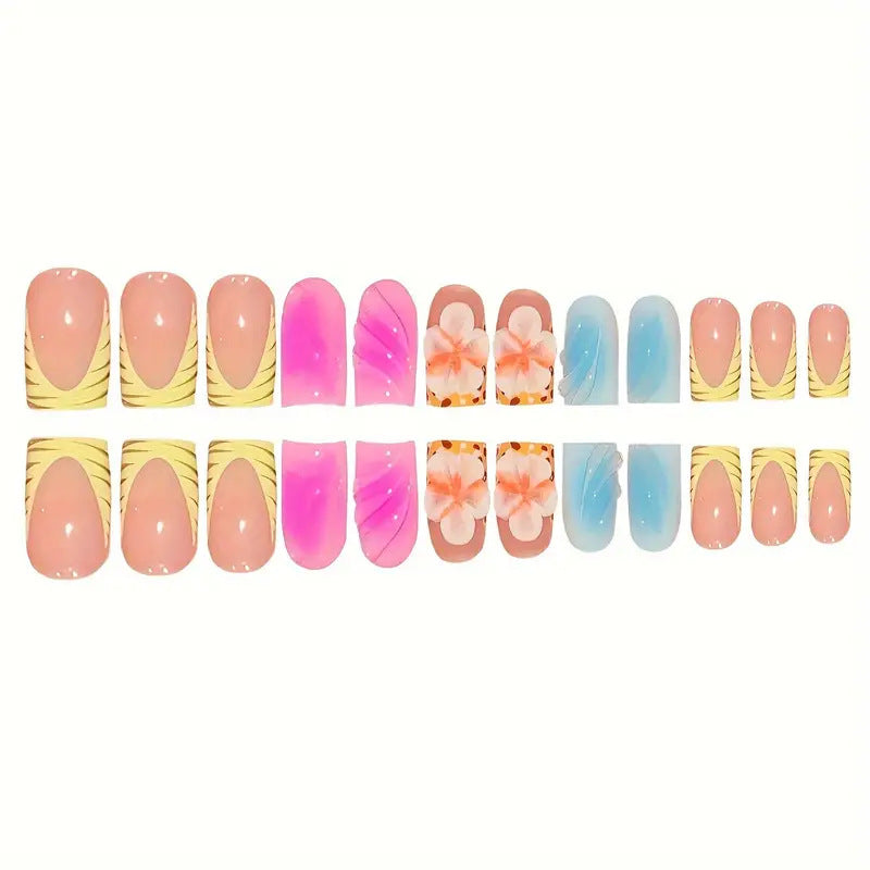 Tropical Floral Acrylic Nail Art Set Kalsten