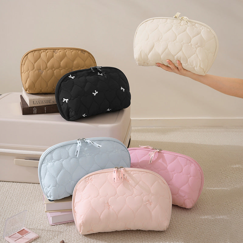 Heart-Quilted Makeup Pouch Kalsten