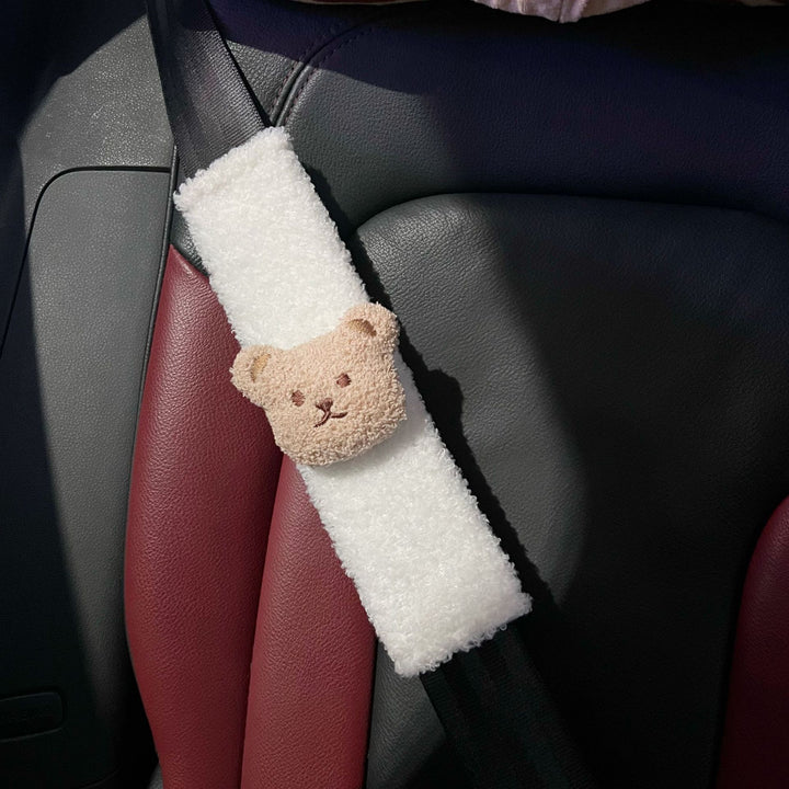 Plush Seat Belt Shoulder Pad Cover with Cute Teddy Applique