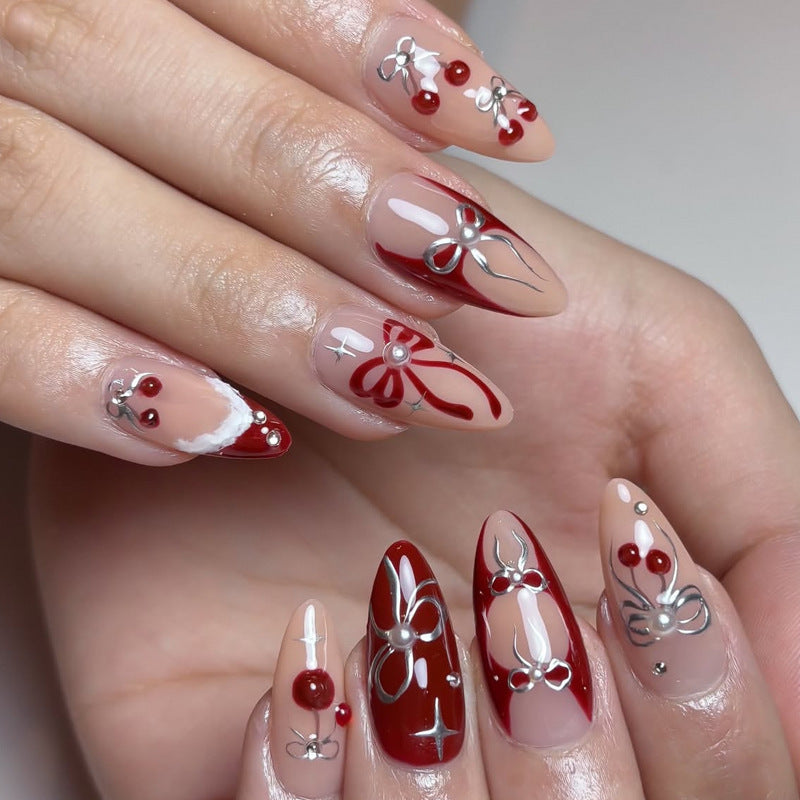 Creative nail art set with romantic heart and bow motifs Kalsten