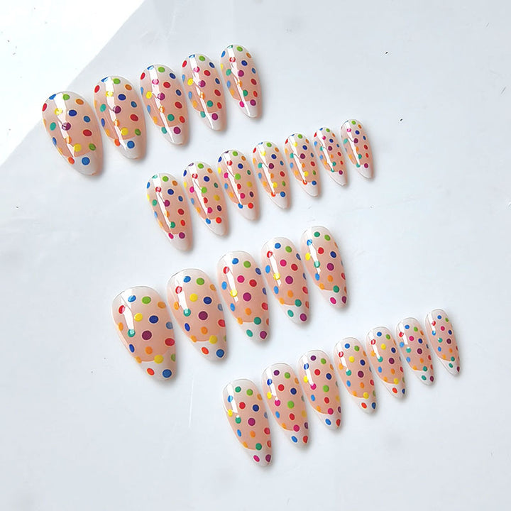 Artificial artificial nails with colorful dot design Kalsten