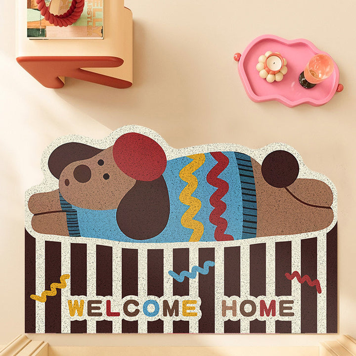 Playful Dog-Themed Welcome Mat