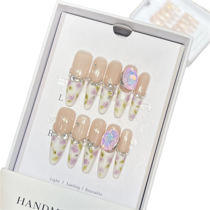 Decorative Floral Stiletto Press-On Nail Set Kalsten