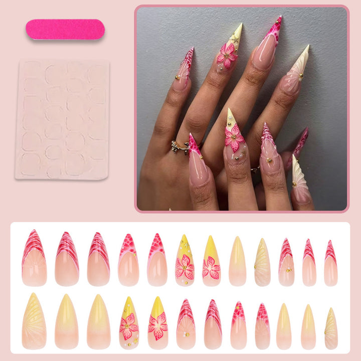 Artificial nail set with creative flower and wave design Kalsten