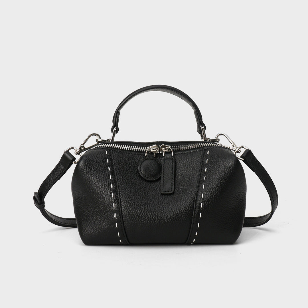 Pebbled Dome Satchel with Detachable Crossbody Strap