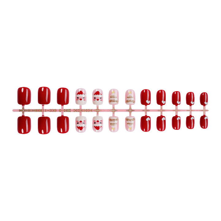 Holiday-Themed Press-On Nail Set with Fun Santa and Heart Designs Kalsten