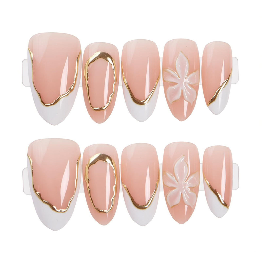 Elegant Press-On Nail Set with Gold Accents Kalsten