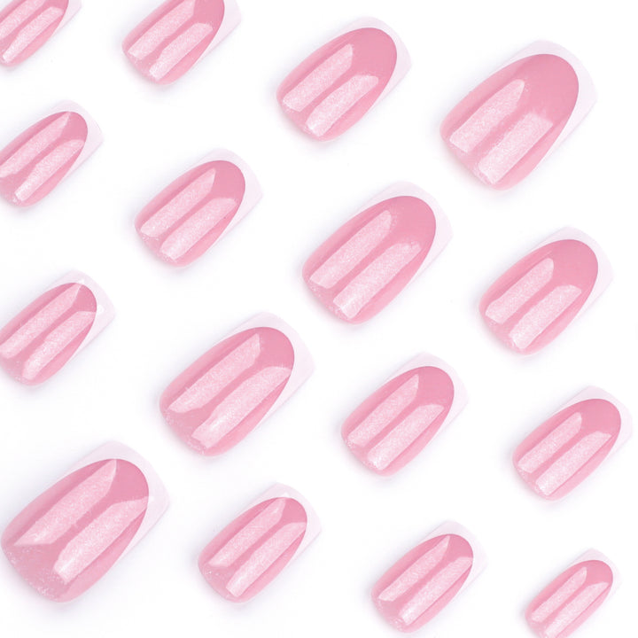 Sparkling nail art with elegant French tip design Kalsten