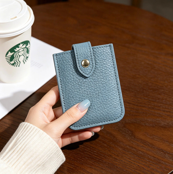 Textured Leather Cardholder with Snap Closure Kalsten