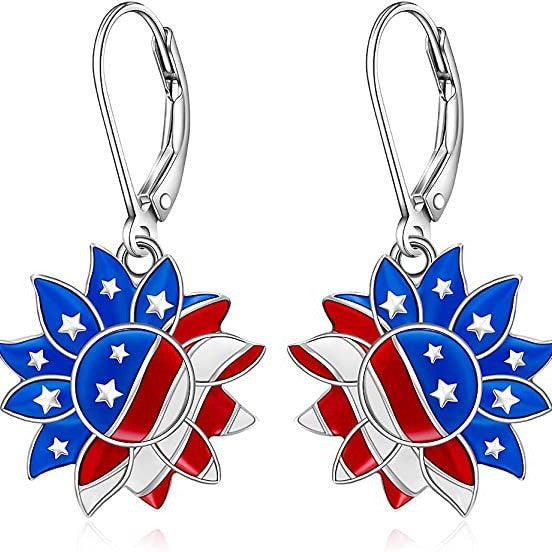 Women's patriotic earrings Peace-Hand with enamel and folding hook clasp Kalsten