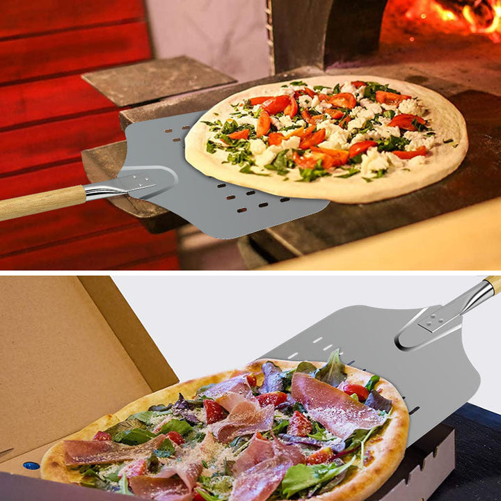 perforated professional pizza peel with beveled stainless steel blade and beech wood handle Kalsten