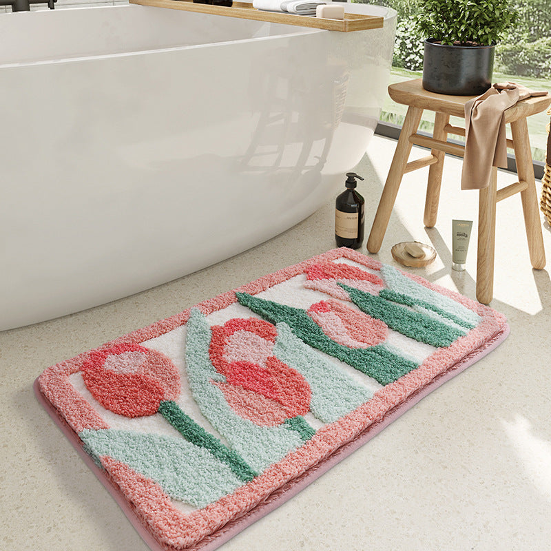 Vintage Floral Bath Mat Kalsten