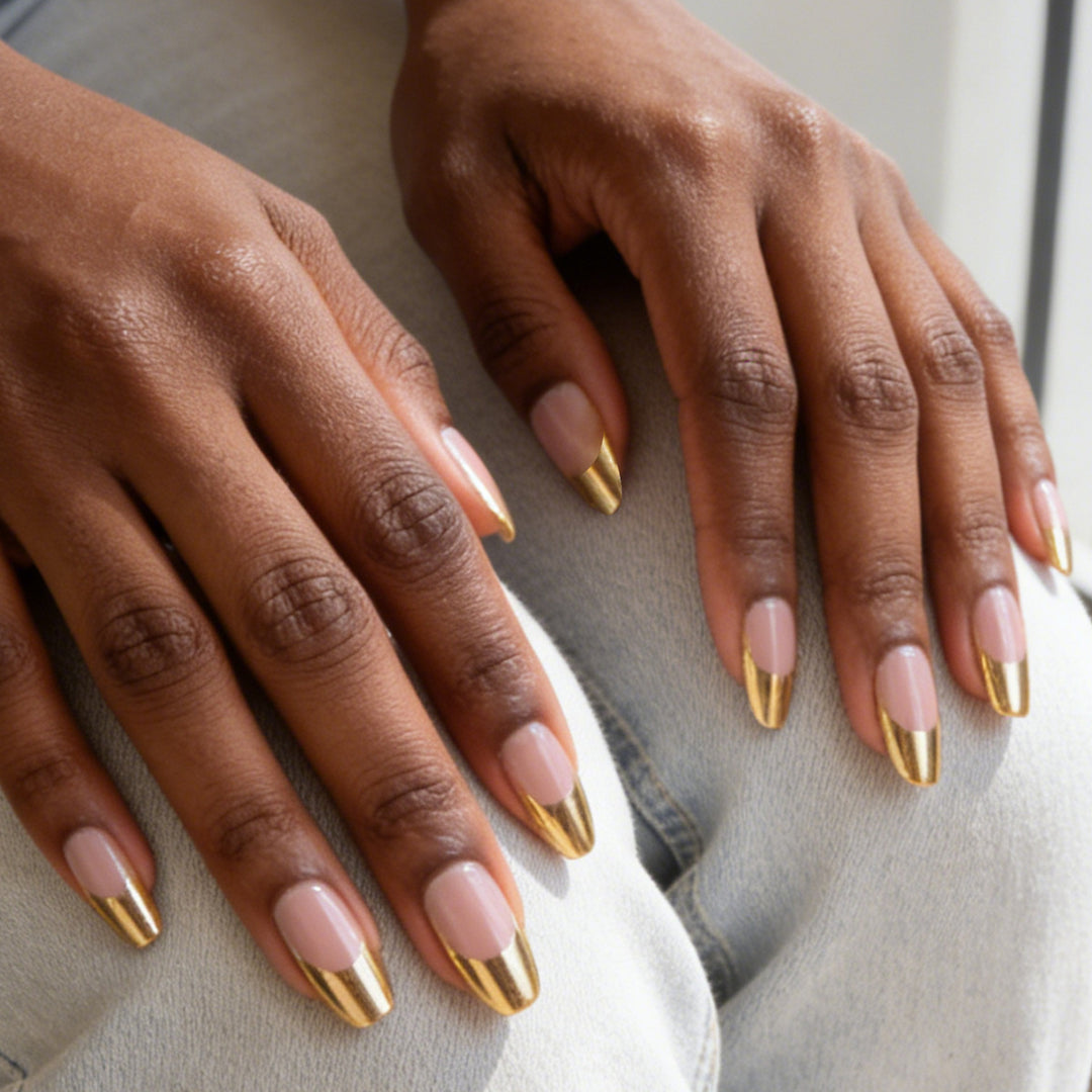 Elegant Metallic Tip Press-On Nails Kalsten