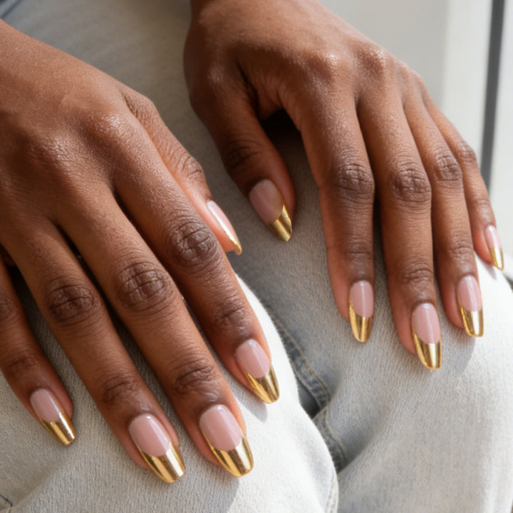 Elegant Metallic Tip Press-On Nails Kalsten