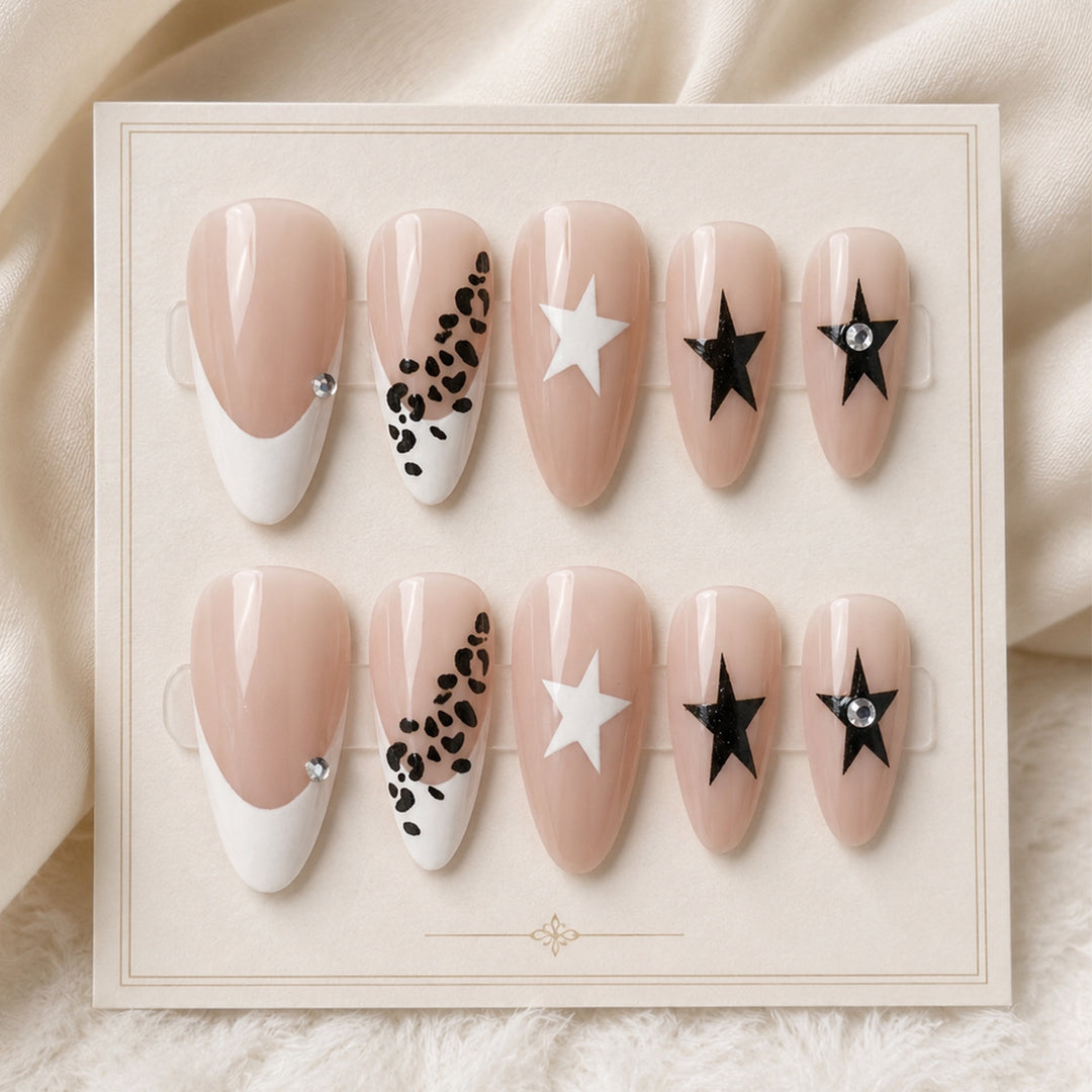 Artistic Stiletto Press-On Nail Design