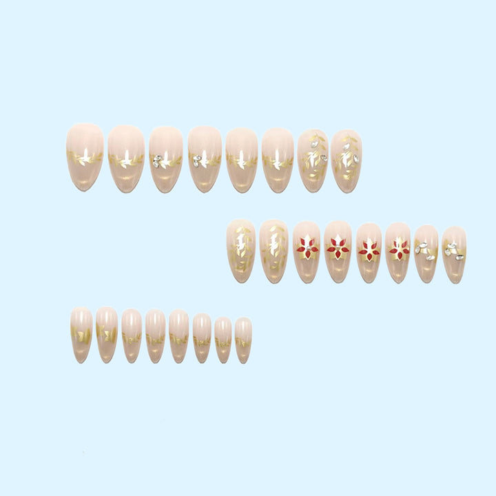 Artificial nails with elegant flower design and glitter accents Kalsten