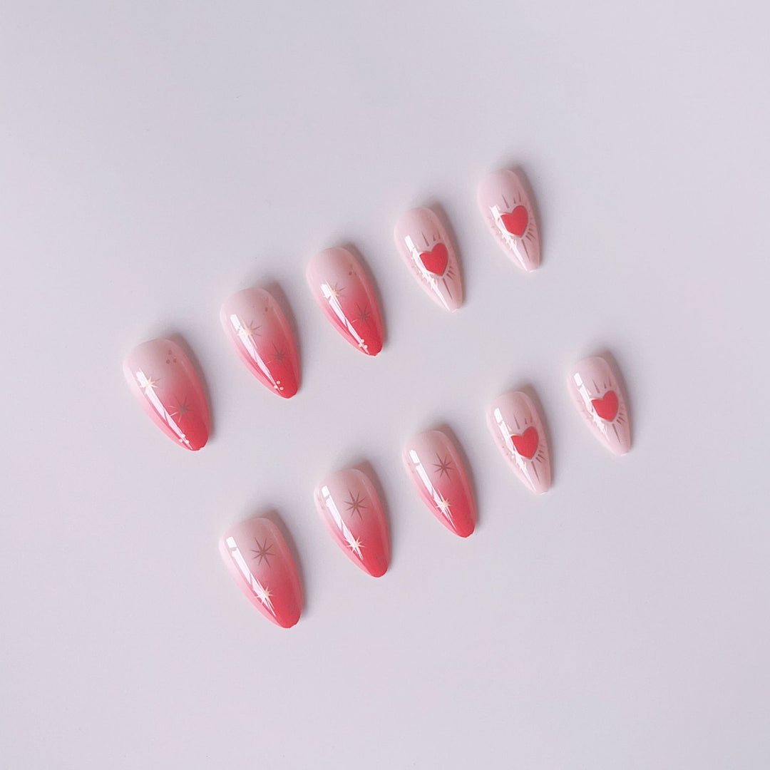 Glamorous artificial nail tips with heart and star decorations Kalsten