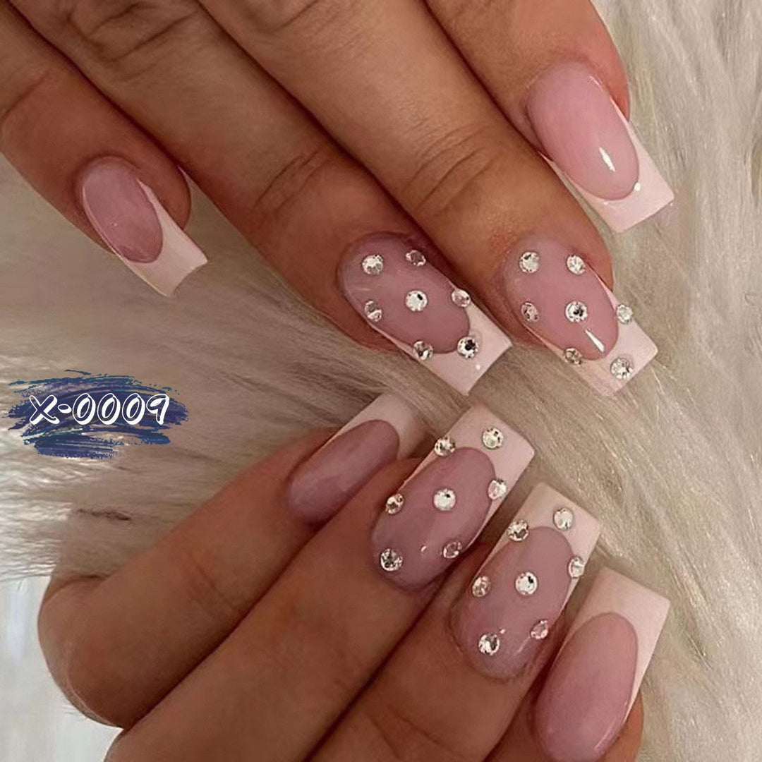 Decorative Rhinestone French Tip Nail Art Set