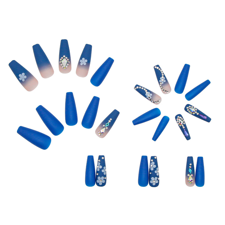 Nail art set with elegant 3D flower designs and glitter accents Kalsten