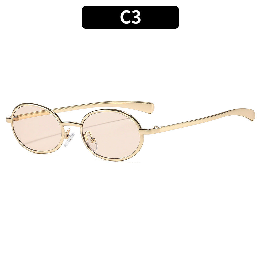 Luxurious Retro Oval Frame Sunglasses