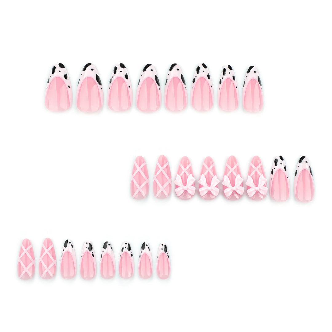 Artistic Nail Extensions with Fine Bow Patterns Kalsten