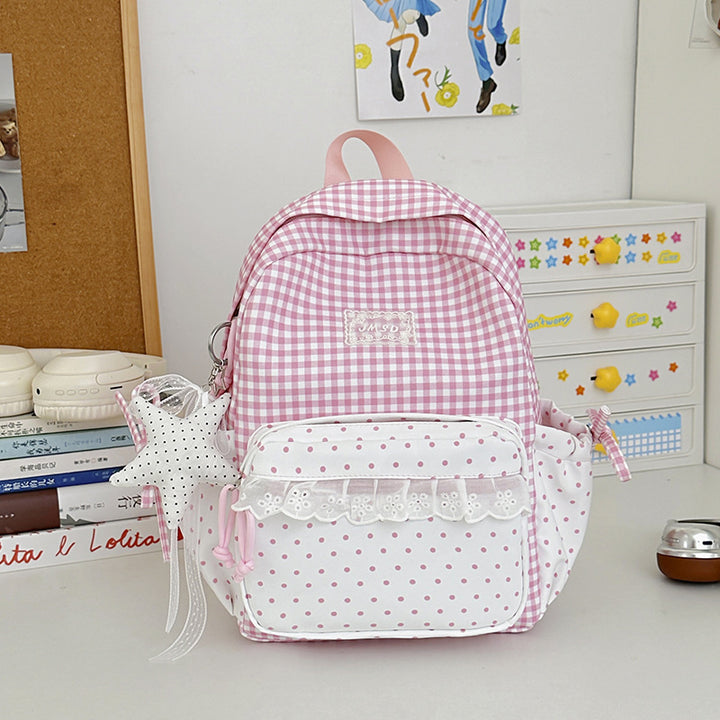 Stylish Gingham Pattern Backpack Kalsten