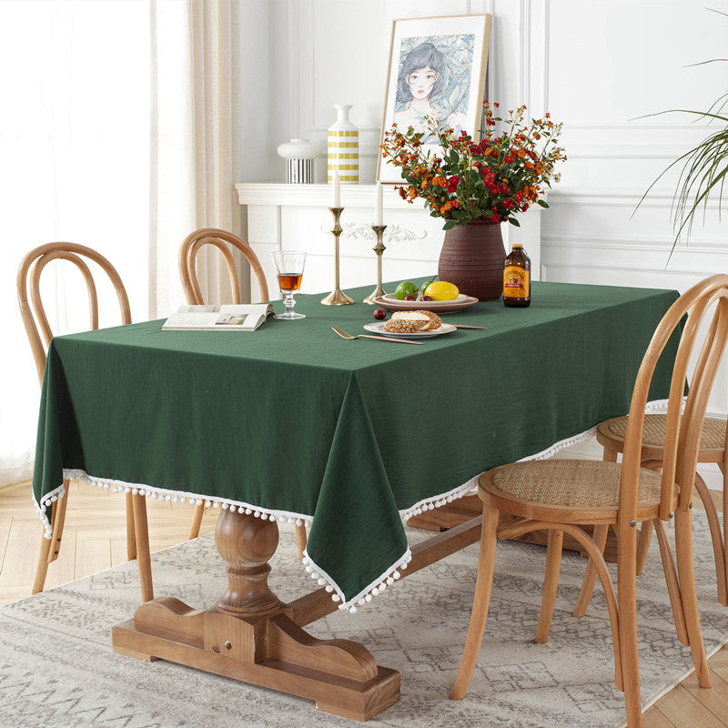 Pom-Pom Trim Tablecloth