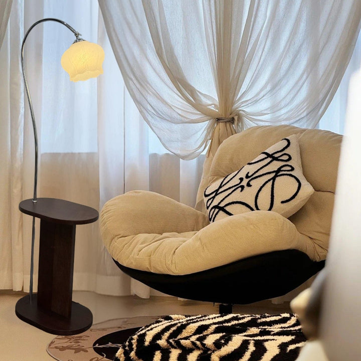 Modern Arc Floor Lamp with Integrated Side Table