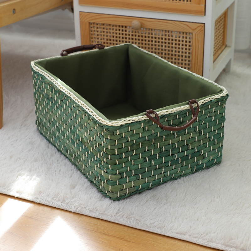 Handcrafted organizer basket with two handles Kalsten