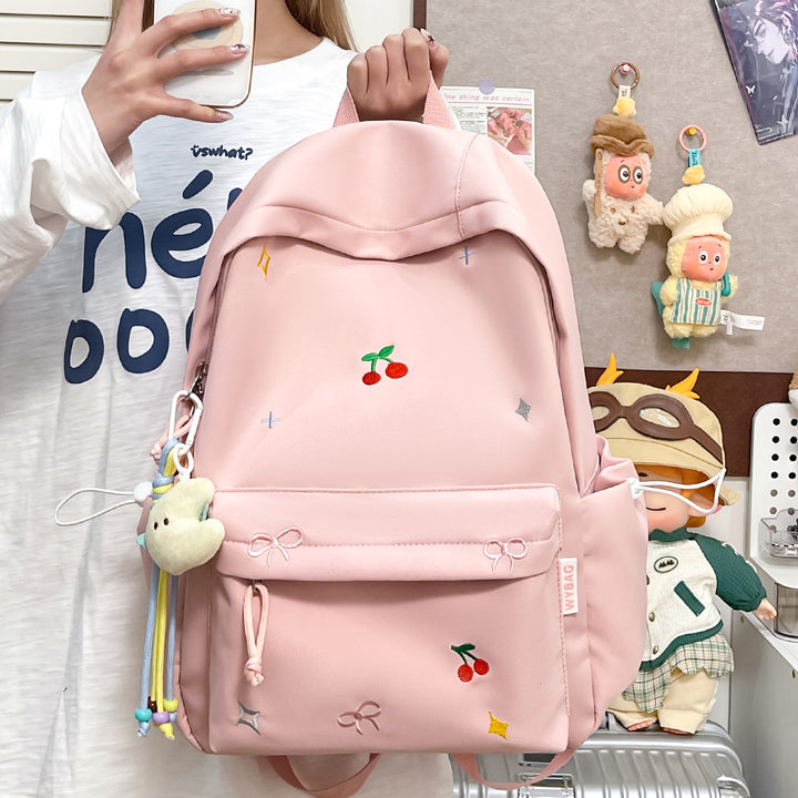 Cute Illustrated Cherry-Embellished Backpack Kalsten