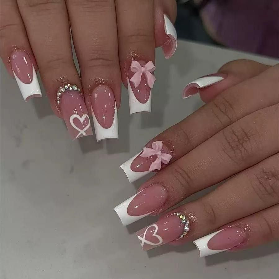 Elegant French Tip Acrylic Nail Enhancements Kalsten