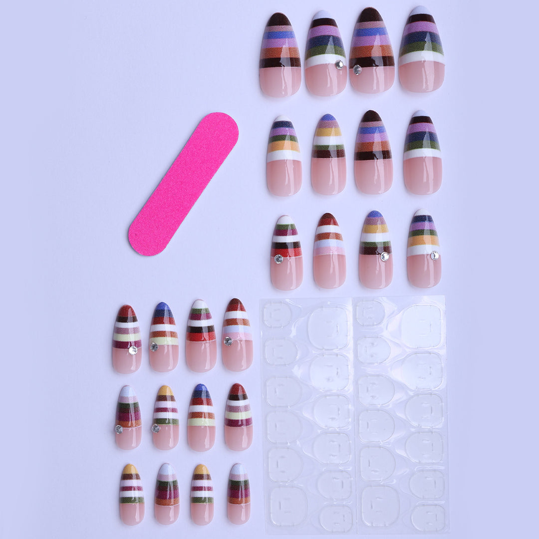 Artificial Nails in Modern Stripe Design Kalsten