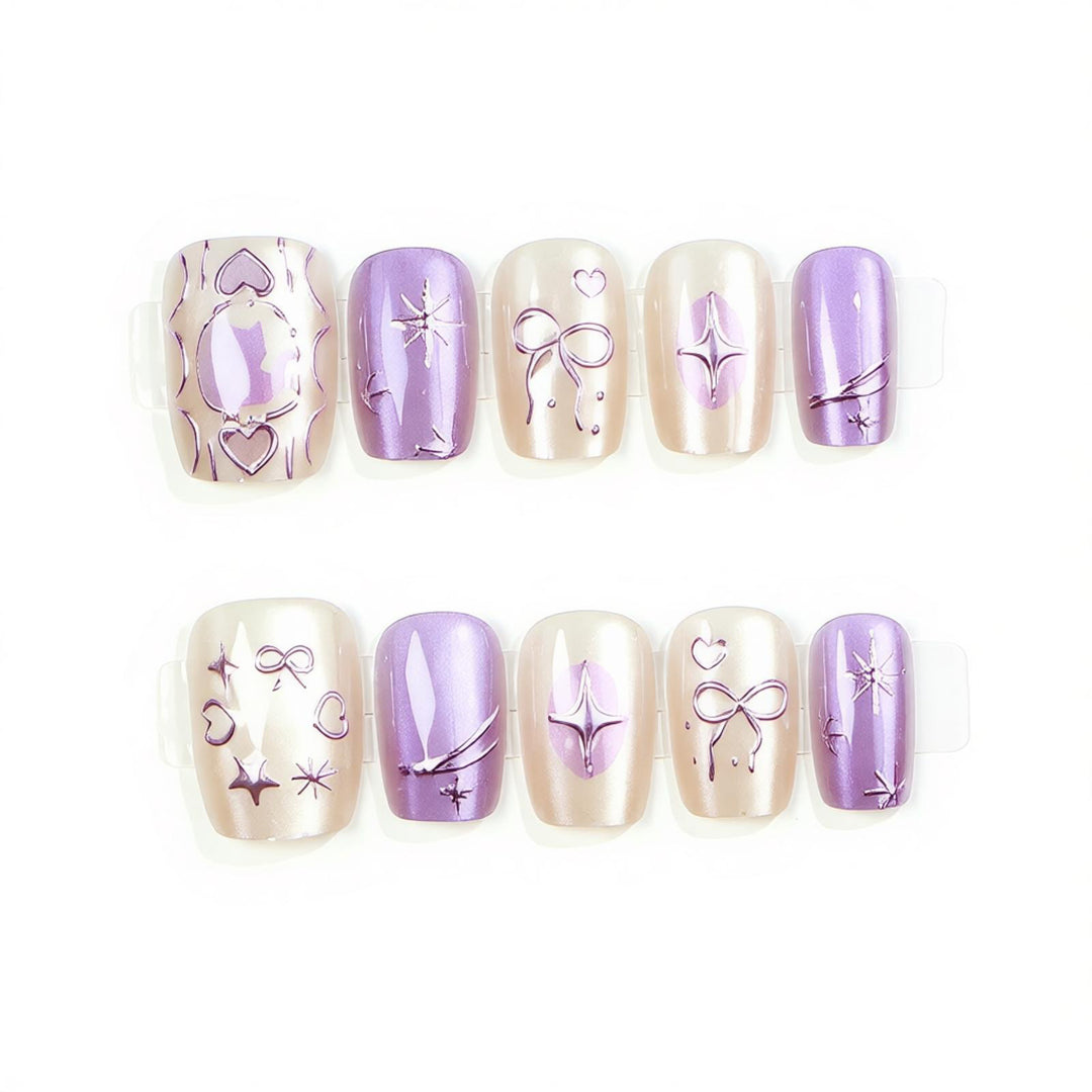 Decorative Press-On Nail Set with Artistic Designs Kalsten