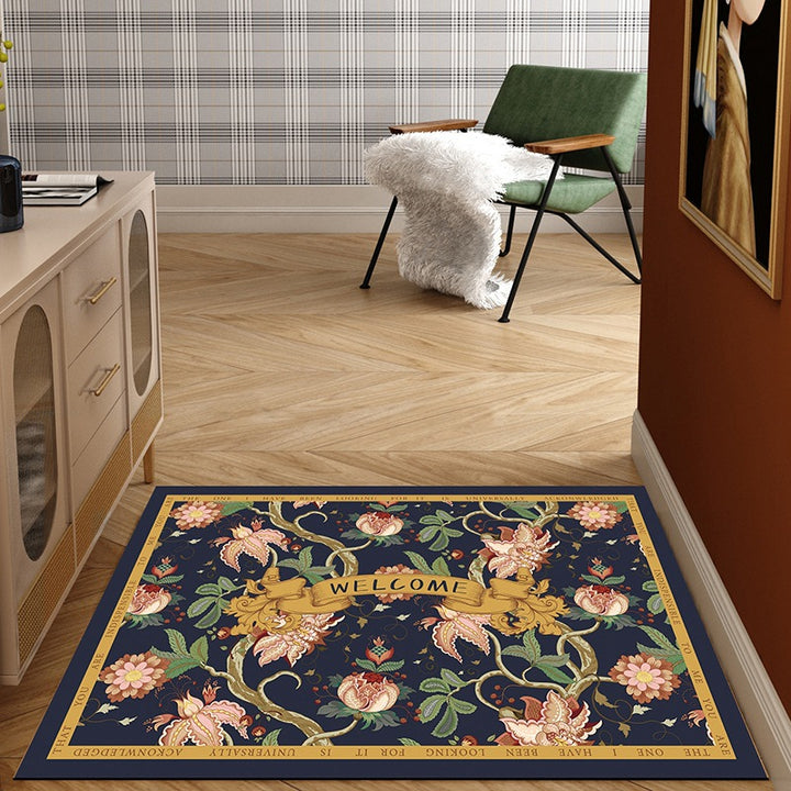 Half-Round Rose Patterned Entryway Mat