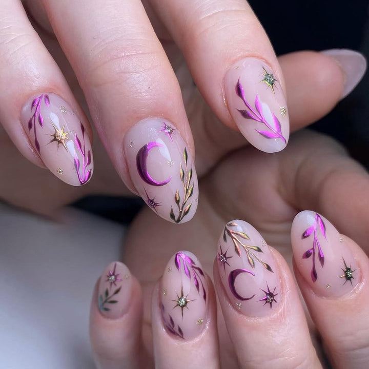 Artificial nails with floral 3D applications Kalsten
