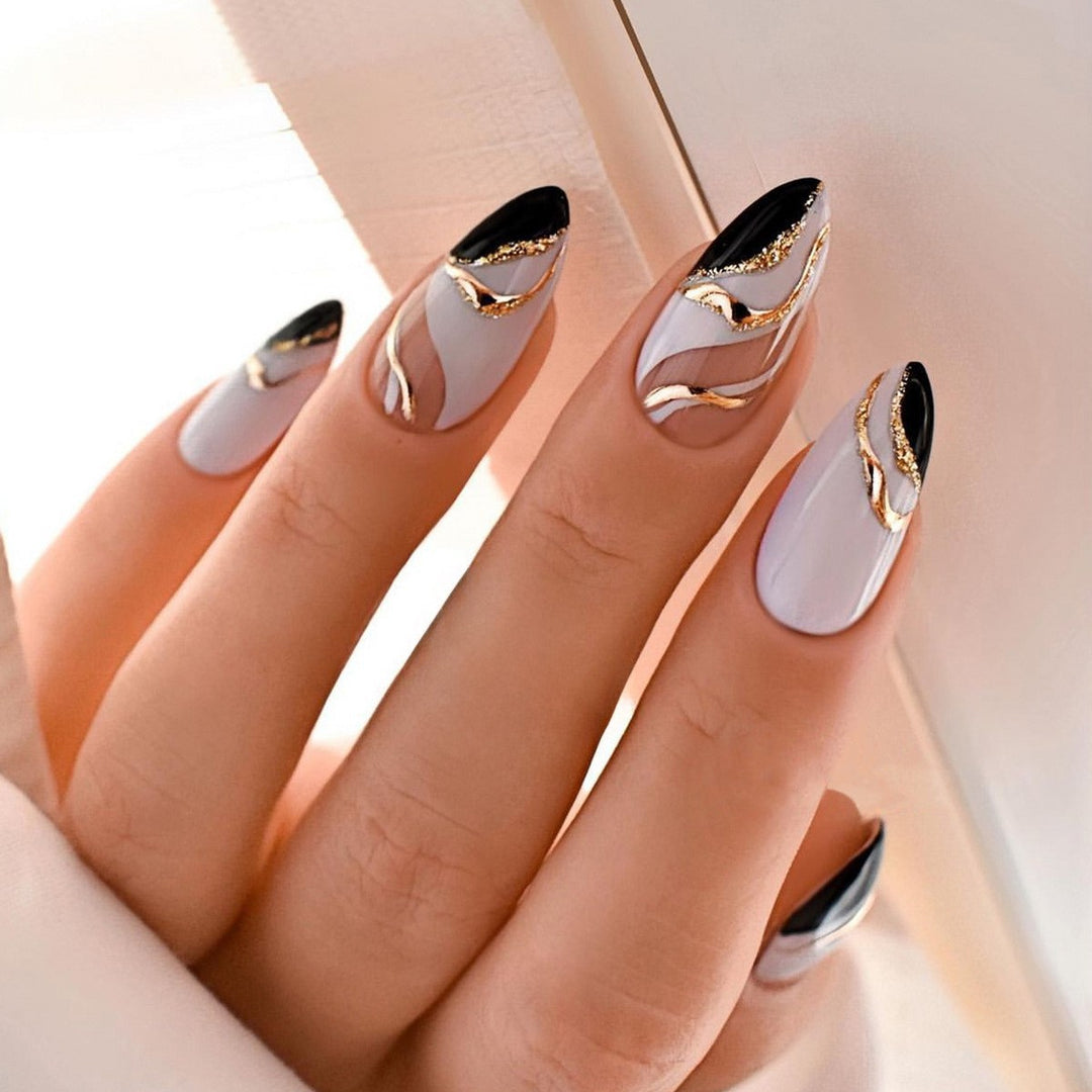 Creative nail art set with leopard pattern and glitter accents Kalsten