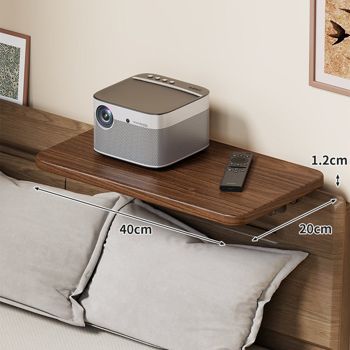 Headboard-Mounted Floating Bedside Shelf for Projectors and Devices