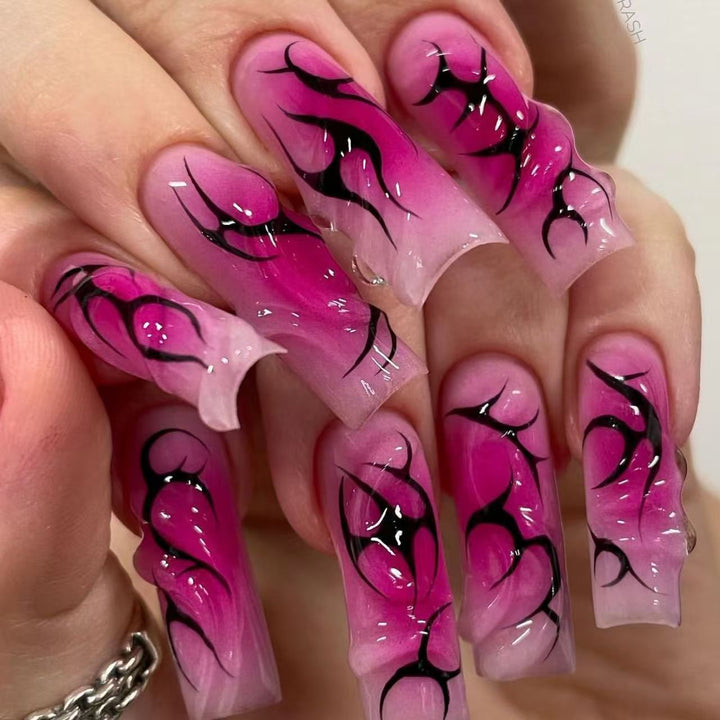 Artistic Nail Tips with Floral and Abstract Designs Kalsten 1788229281