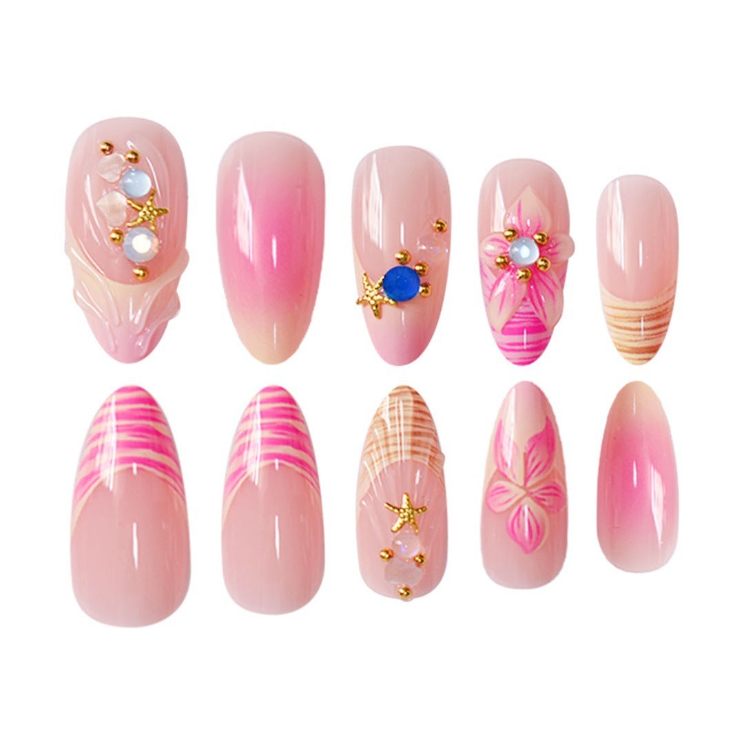 3D Floral Accented Press-On Nail Art Kalsten
