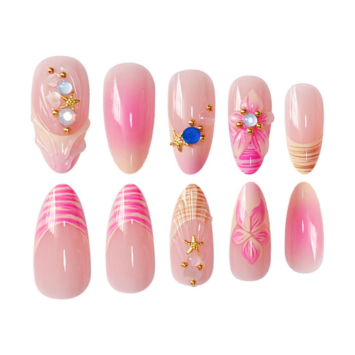 3D Floral Accented Press-On Nail Art Kalsten