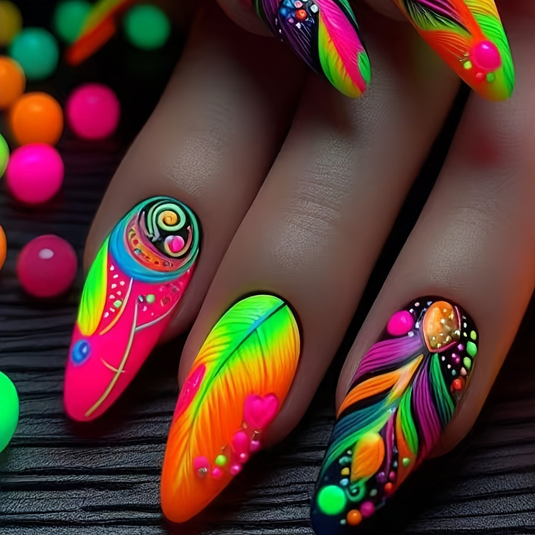Creative artificial nails with neon pattern Kalsten