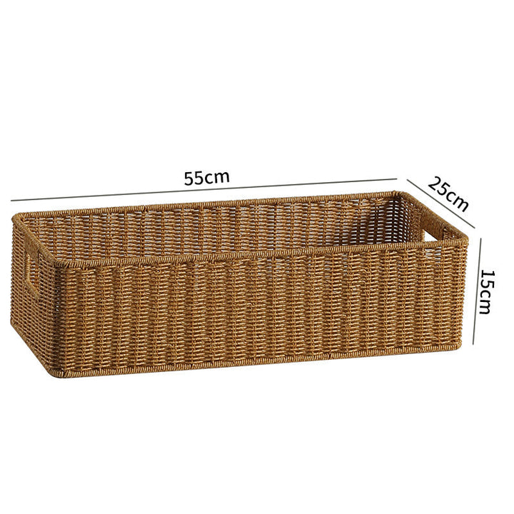 Handwoven Rectangular Storage Bin with Cutout Handles Kalsten