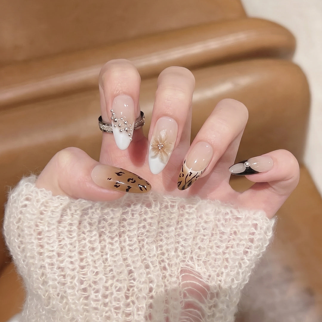 Artistic Leopard-Print Press-On Nail Set Kalsten