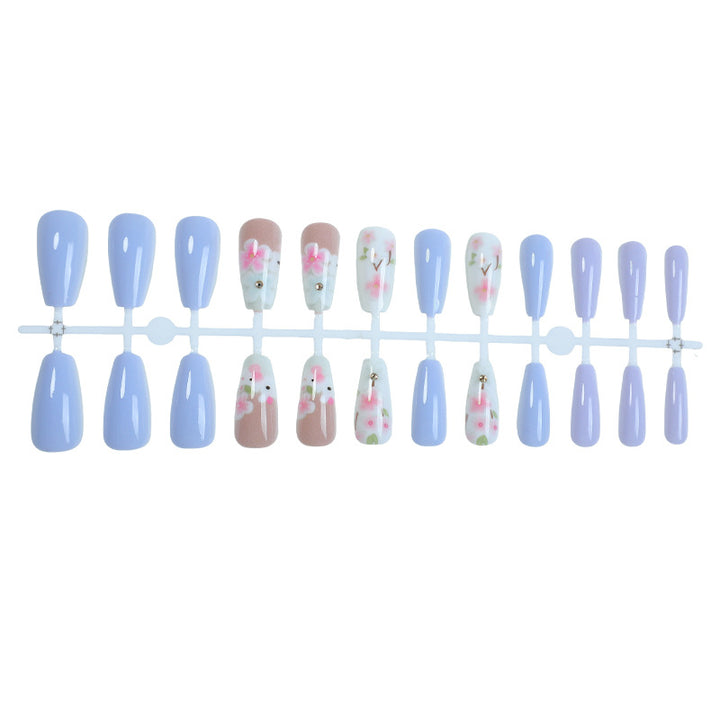 Elegant Press-On Nail Set with Floral Accents Kalsten 1788496046
